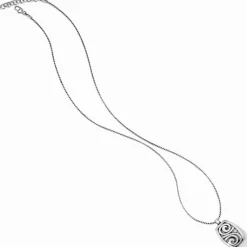 Brighton London Groove Badge Clip Necklace Silver Hot
