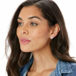 Brighton Love Bouquet Mini Post Earrings Silver-White Outlet