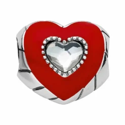 Brighton Lovely Heart Bead Silver-Red Clearance