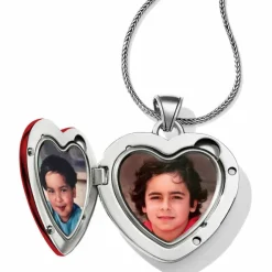 Brighton Loving Heart Convertible Locket Necklace Silver-Red Sale