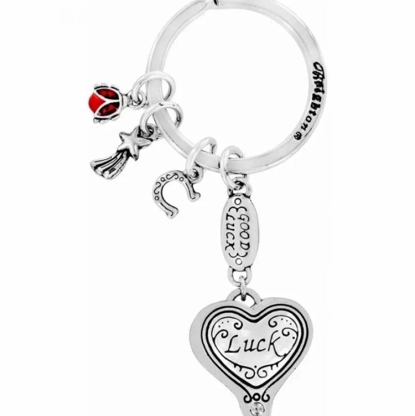 Brighton Lucky Clover Heart Key Fob Silver Clearance