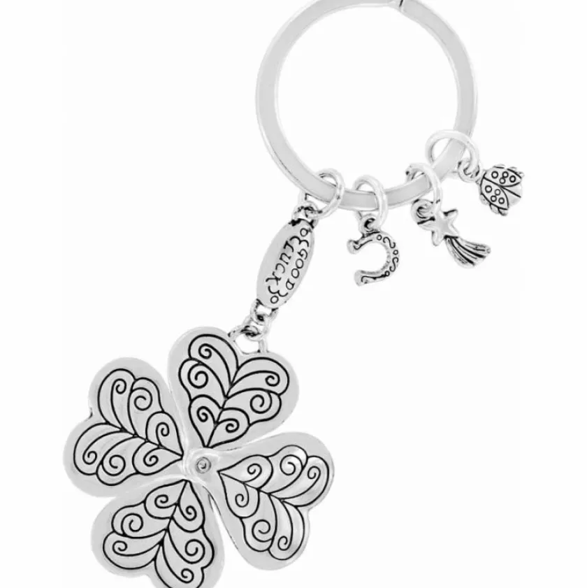 Brighton Lucky Clover Heart Key Fob Silver Clearance