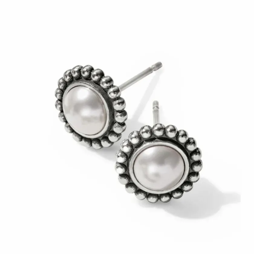 Brighton Luster Mini Post Earrings Silver-Pearl Hot
