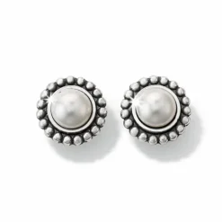 Brighton Luster Mini Post Earrings Silver-Pearl Hot