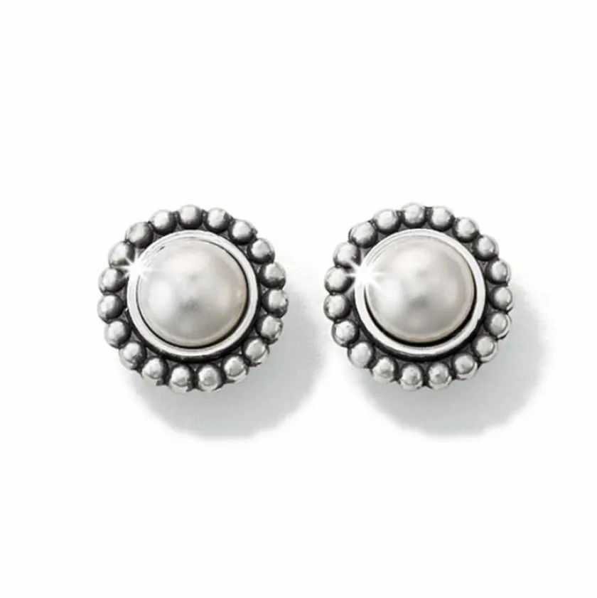 Brighton Luster Mini Post Earrings Silver-Pearl Hot