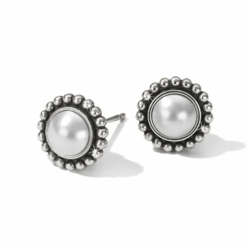 Brighton Luster Mini Post Earrings Silver-Pearl Hot