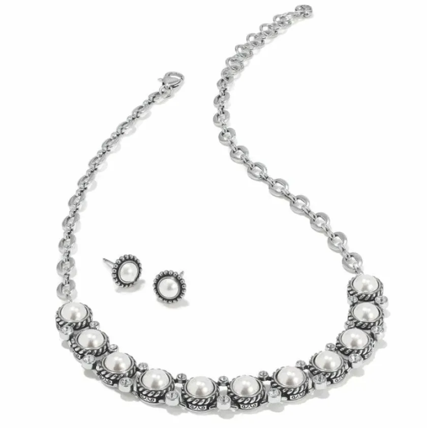 Brighton Luster Mini Post Earrings Silver-Pearl Hot