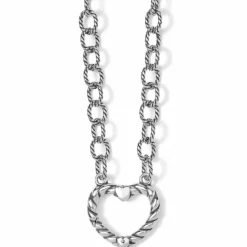 Brighton Mabel Heart Charm Holder Necklace Silver New