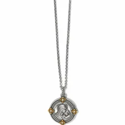 Brighton Madonna And Child Two Tone Necklace Silver-Gold New