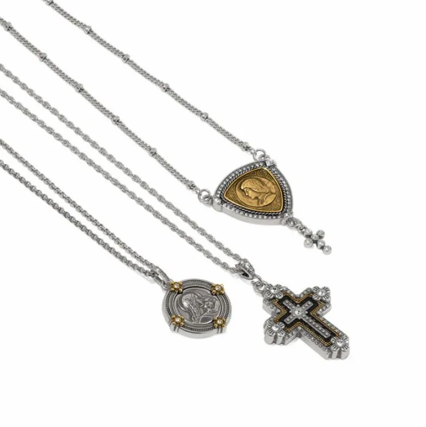 Brighton Madonna And Child Two Tone Necklace Silver-Gold New