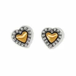 Brighton Marci Heart Post Earrings Silver-BrushedGold Online