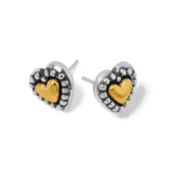 Brighton Marci Heart Post Earrings Silver-BrushedGold Online