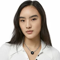 Brighton Meridian Eclipse Disc Necklace Silver-Black Online