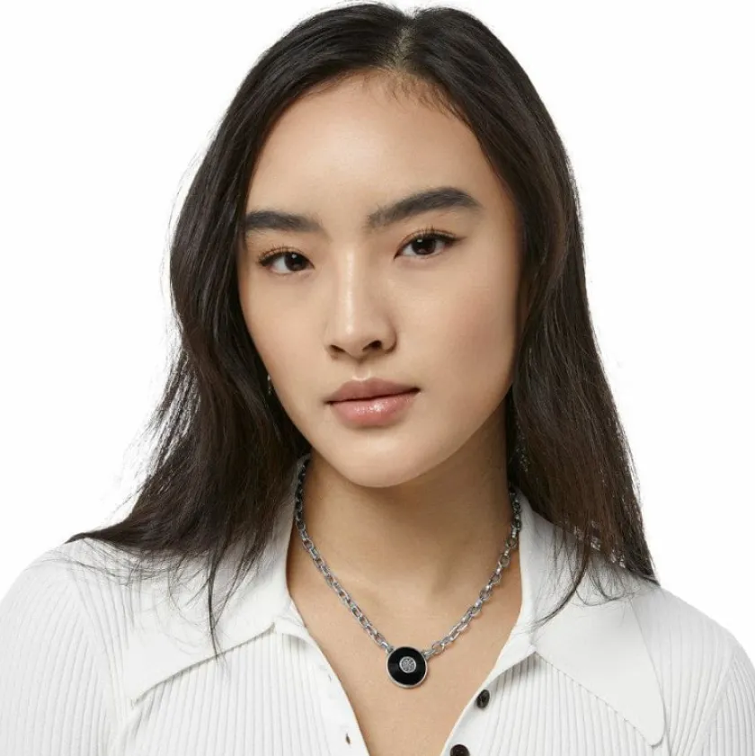 Brighton Meridian Eclipse Disc Necklace Silver-Black Online