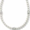 Brighton Meridian Petite Pearl Station Necklace Silver-Pearl New