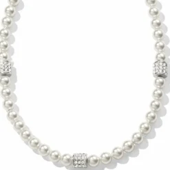Brighton Meridian Petite Pearl Station Necklace Silver-Pearl New
