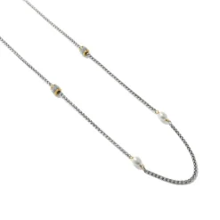 Brighton Meridian Petite Pearl Two Tone Long Necklace Silver-Pearl Best