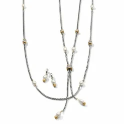 Brighton Meridian Petite Pearl Two Tone Long Necklace Silver-Pearl Best