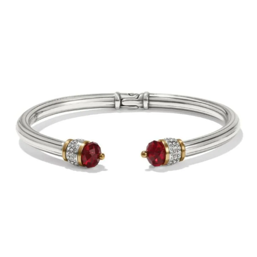 Brighton Meridian Red Open Hinged Bangle Silver-Red Outlet