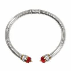 Brighton Meridian Red Open Hinged Bangle Silver-Red Outlet