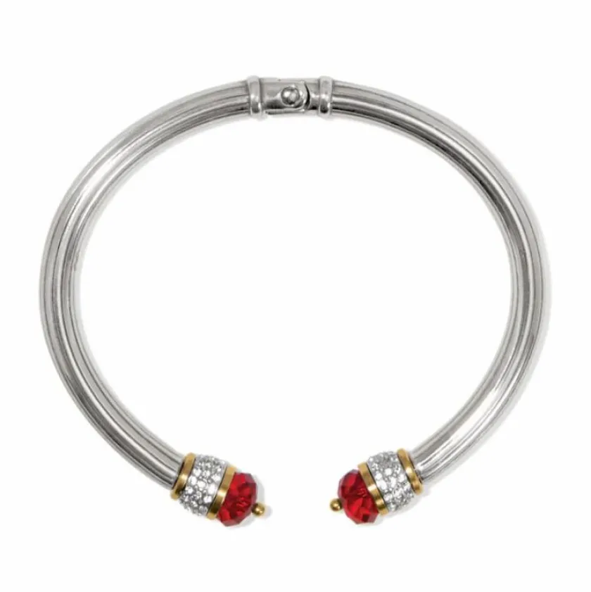 Brighton Meridian Red Open Hinged Bangle Silver-Red Outlet