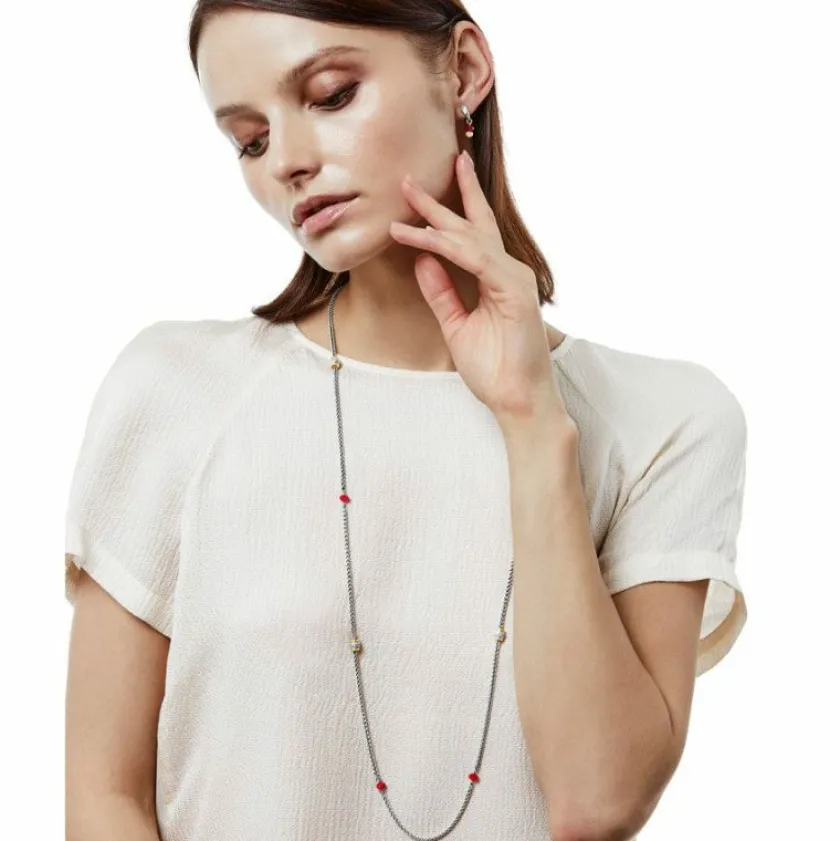 Brighton Meridian Red Two Tone Long Necklace Gold-Red Outlet