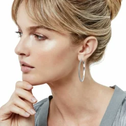 Brighton Meridian Thin Large Hoop Earrings Silver Hot