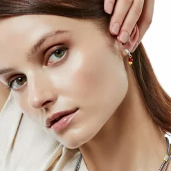 Brighton Meridian Two Tone Post Hoop Earrings Gold-Red Online