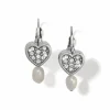 Brighton Meridian Zenith Heart Pearl Leverback Earrings Silver-Pearl Clearance