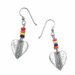 Brighton Mingle Medley Beaded Heart French Wire Earrings Silver-Multi Discount