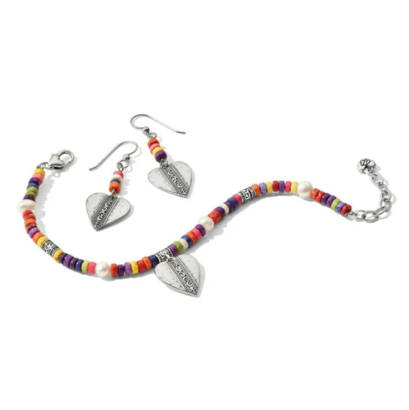 Brighton Mingle Medley Beaded Heart French Wire Earrings Silver-Multi Discount