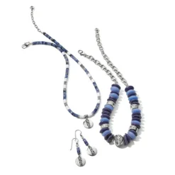 Brighton Mingle Shores Beaded Disc French Wire Earrings Silver-Blue Discount