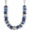 Brighton Mingle Shores Beaded Sphere Necklace Silver-Blue New
