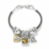 Brighton Mixed Metal Heart Charm Bracelet Silver-Gold New