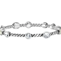 Brighton Monte Carlo Hinged Bangle Silver-Pearl Outlet