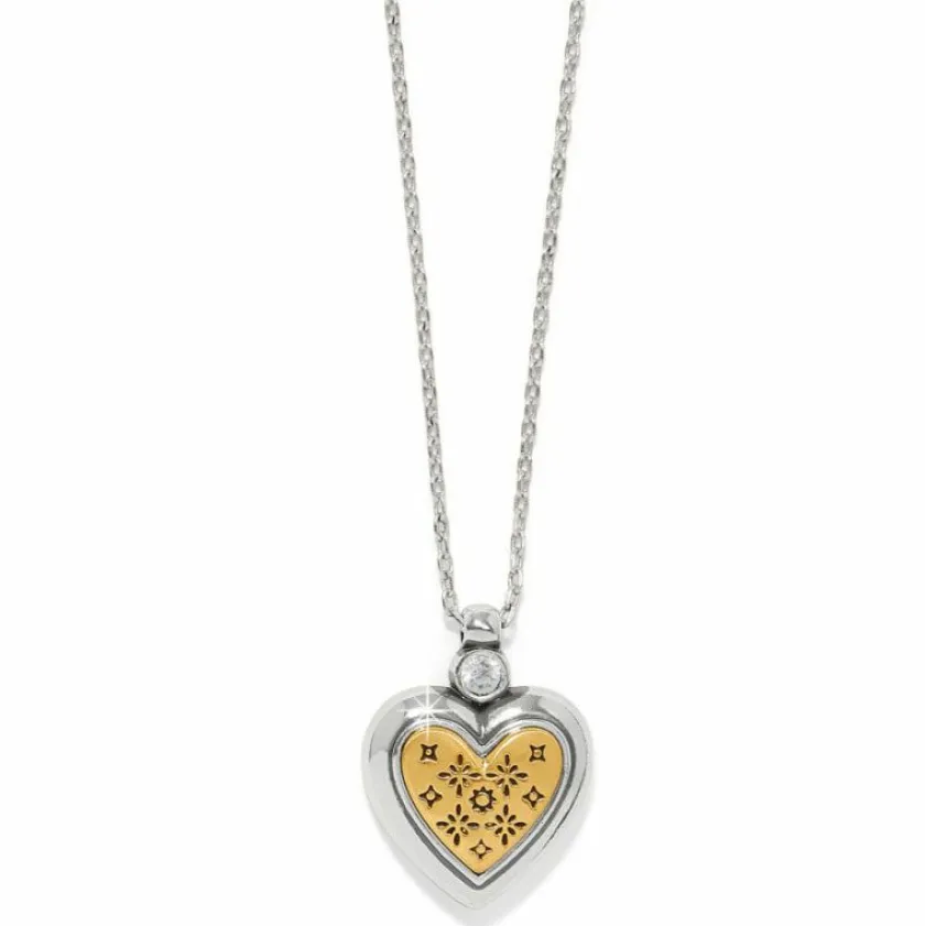 Brighton Mosaic Heart Two Tone Heart Petite Necklace Gold Clearance