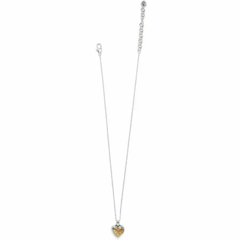 Brighton Mosaic Heart Two Tone Heart Petite Necklace Gold Clearance
