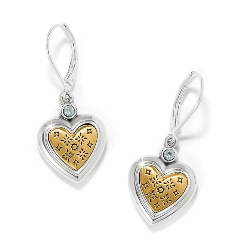 Brighton Mosaic Heart Two Tone Leverback Earrings Silver-Gold Hot