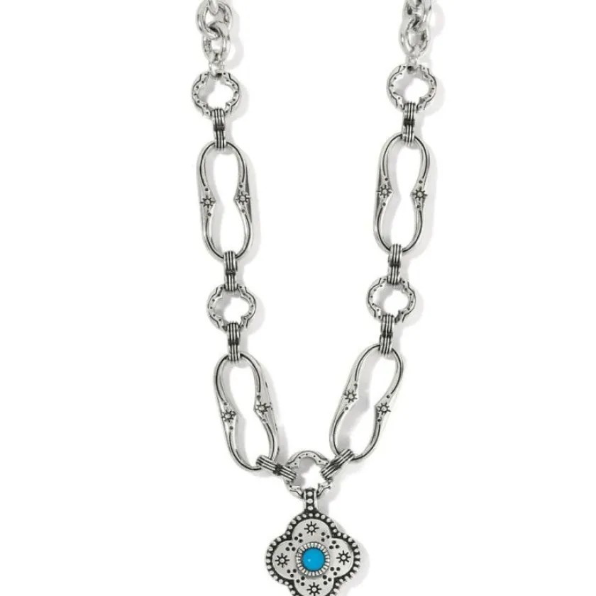 Brighton Mosaic Link Necklace Silver-Turquoise Best