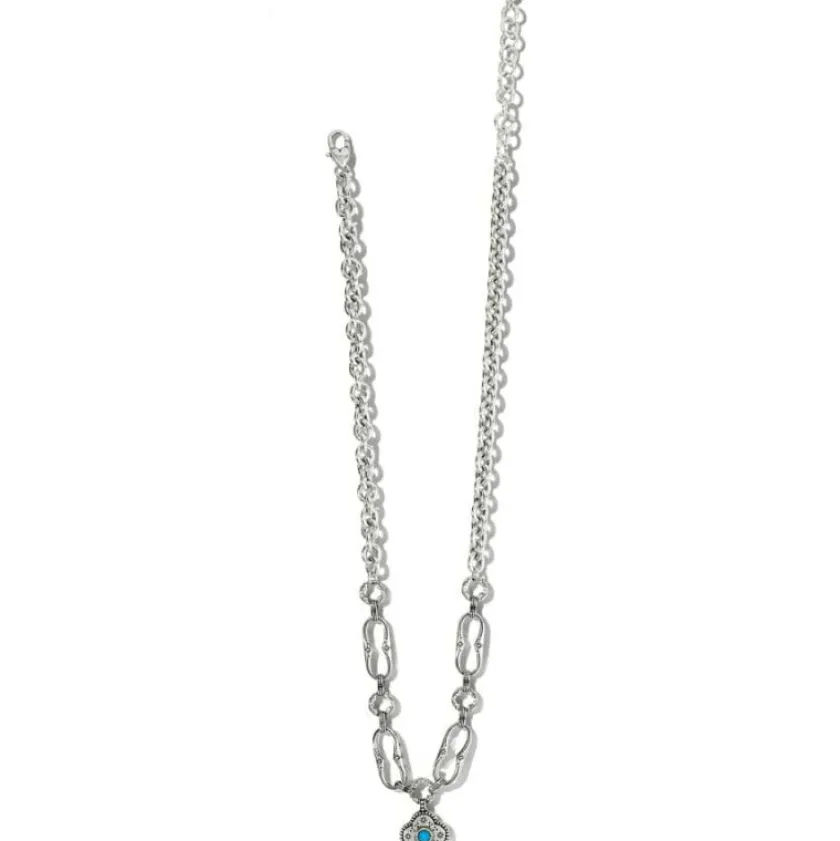 Brighton Mosaic Link Necklace Silver-Turquoise Best