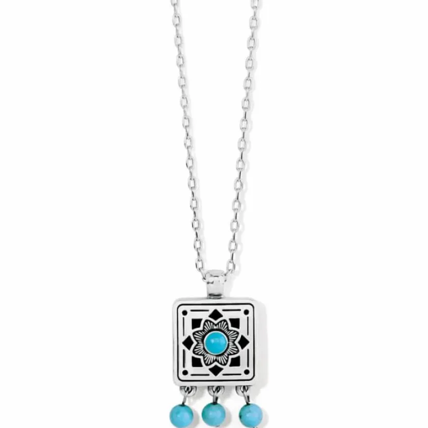 Brighton Mosaic Motif Tile Necklace Silver-Turquoise Hot
