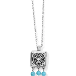 Brighton Mosaic Motif Tile Necklace Silver-Turquoise Hot