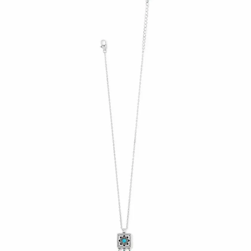 Brighton Mosaic Motif Tile Necklace Silver-Turquoise Hot