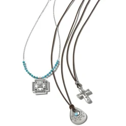 Brighton Mosaic Paseo Bead Cross Necklace Silver Fashion