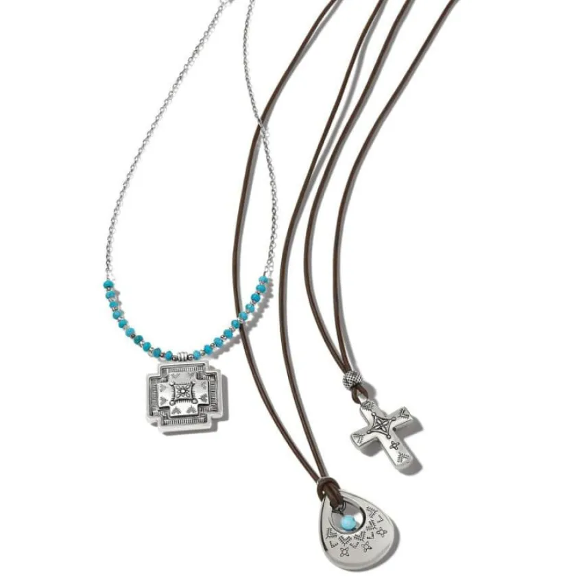 Brighton Mosaic Paseo Bead Cross Necklace Silver Fashion