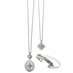 Brighton Mosaic Paseo Long Concho Necklace Silver-Blue Clearance