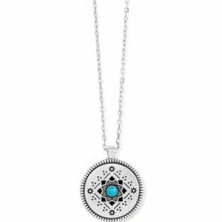Brighton Mosaic Pendant Necklace Silver-Turquoise Hot