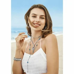 Brighton Mosaic Teardop Convertible Necklace Silver-Turquoise Sale