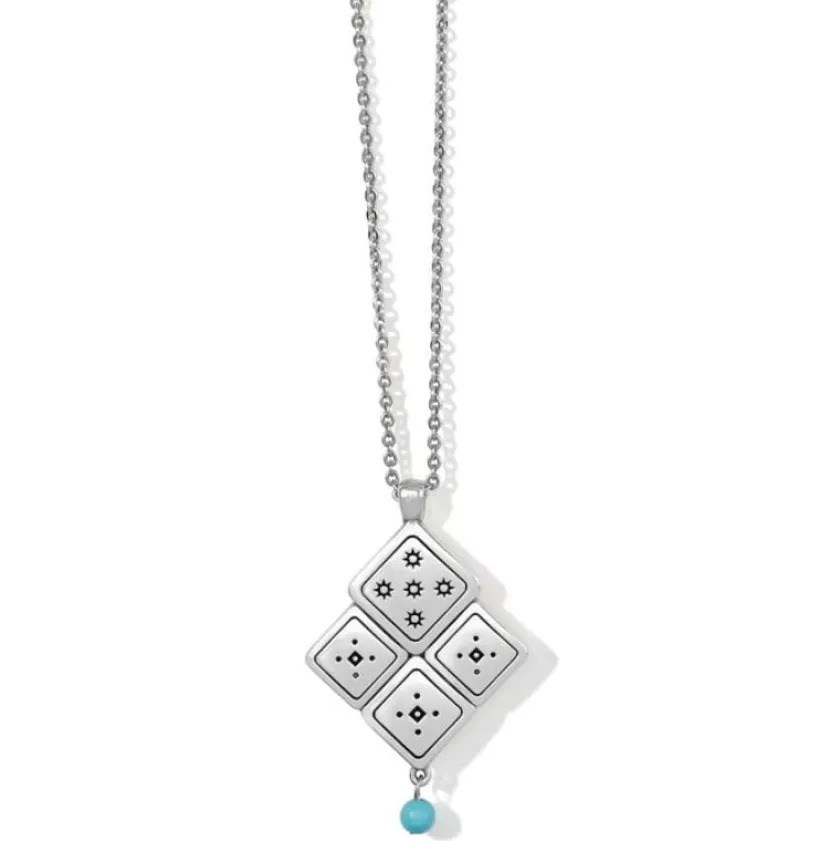 Brighton Mosaic Tile Necklace Silver-Turquoise New