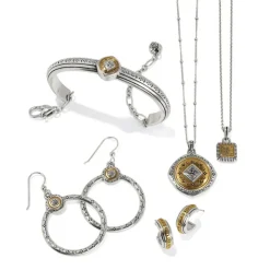 Brighton Mosaic Two Tone French Wire Hoop Earrings Silver-Gold Online